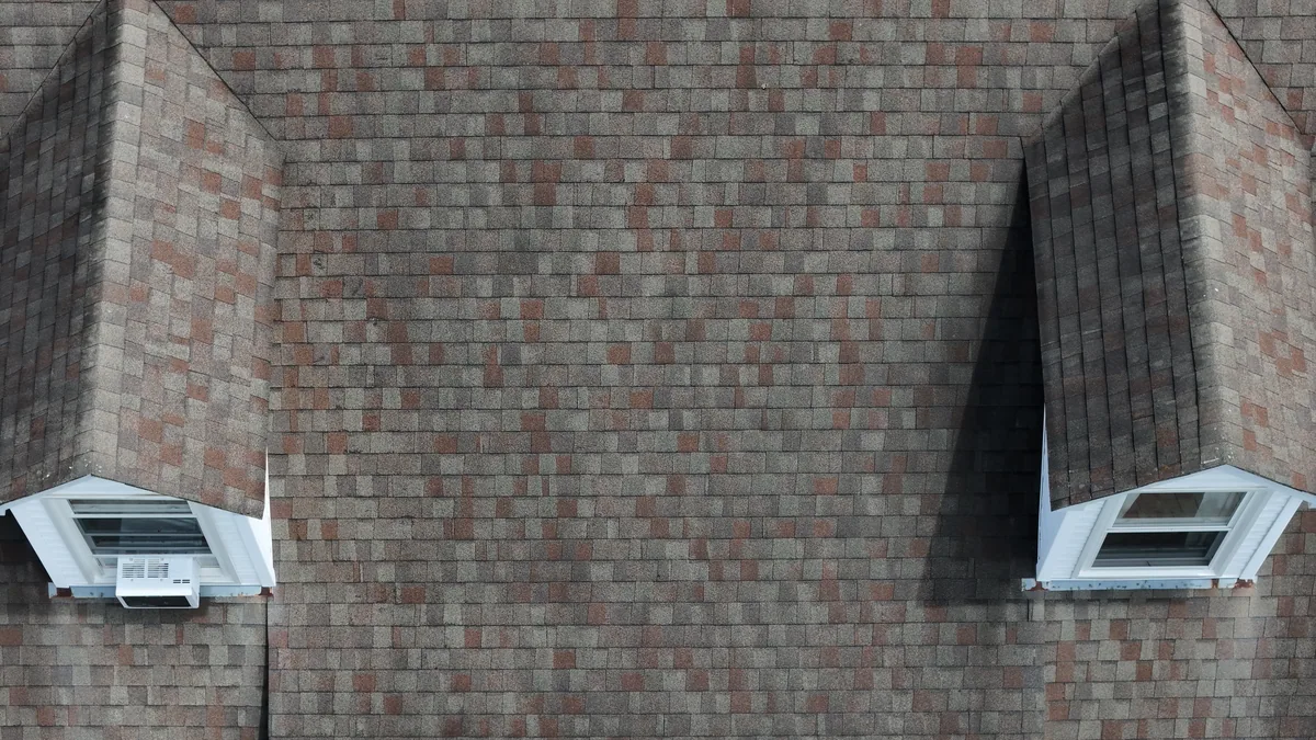 Twin dormers and roof vents on a Murfreesboro, TN home during a drone roof inspection