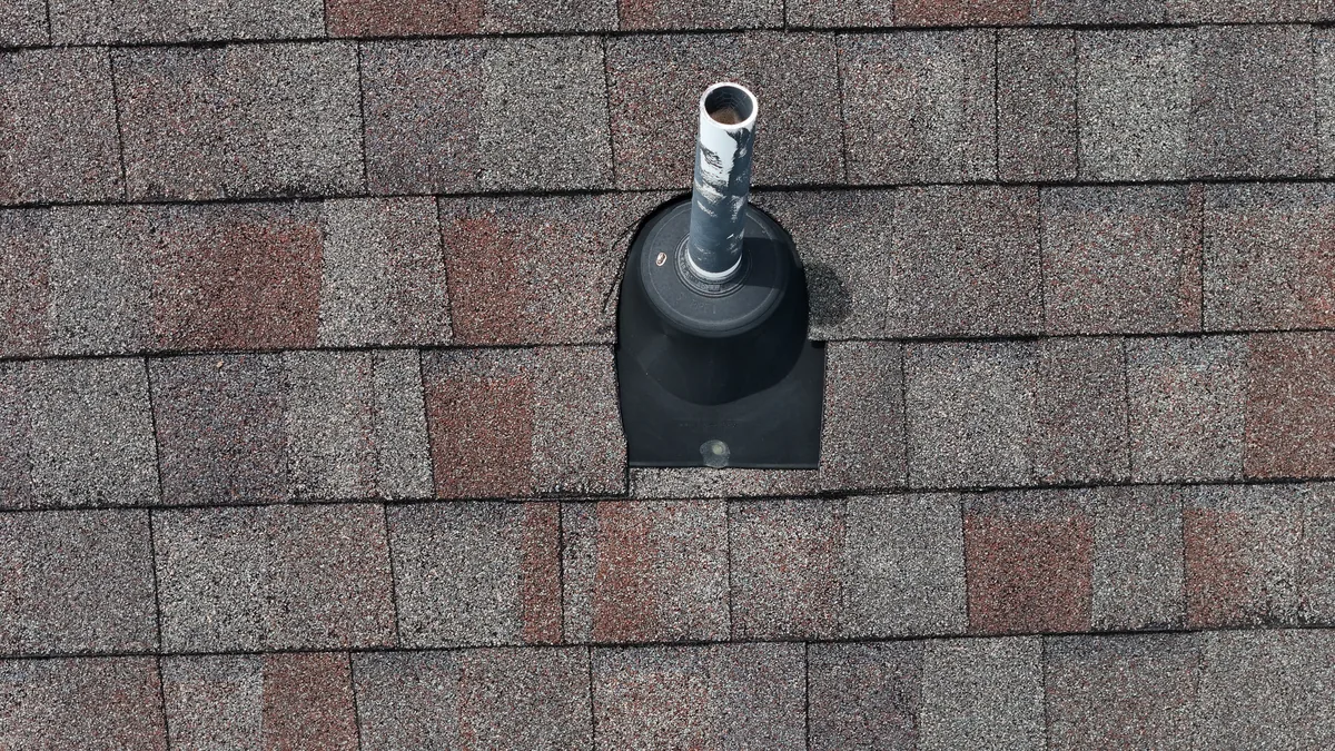Vent stack and flashing inspected by drone on a Murfreesboro, TN roof