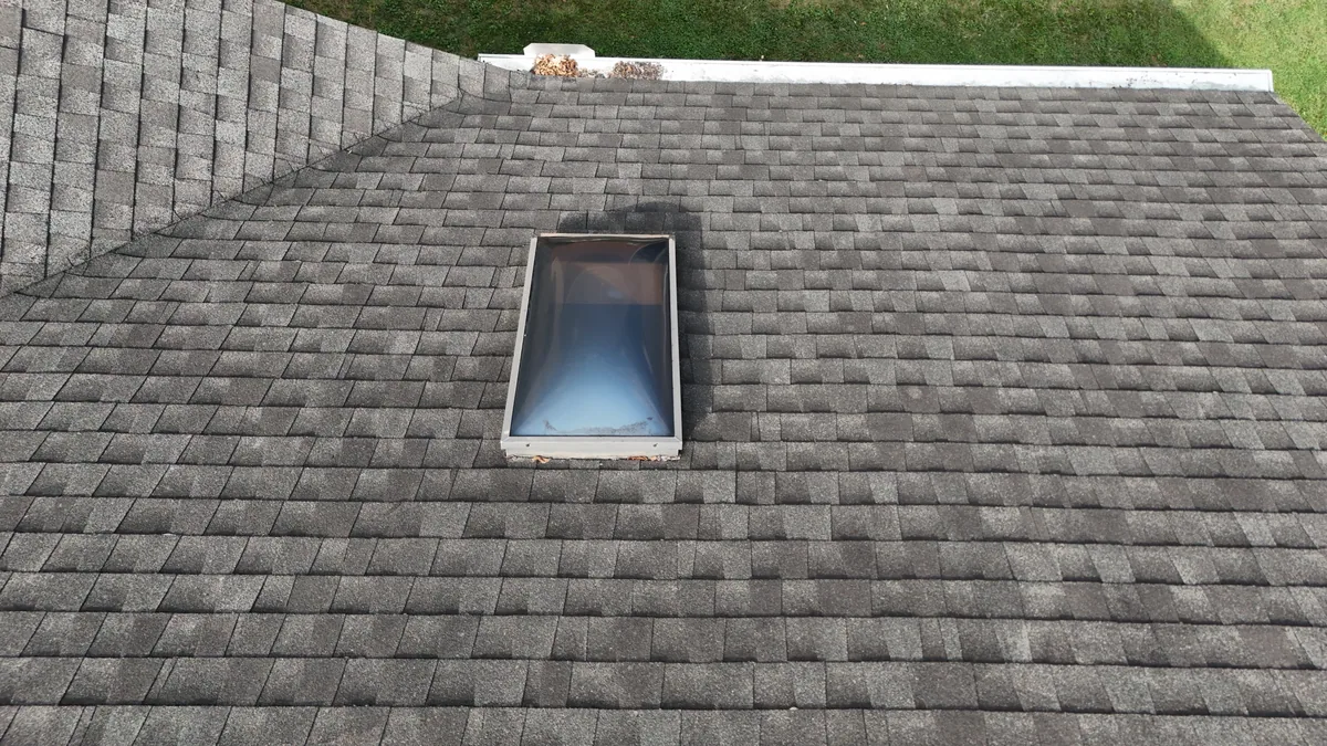 Skylight and surrounding shingles inspected by drone on a Nashville, TN home