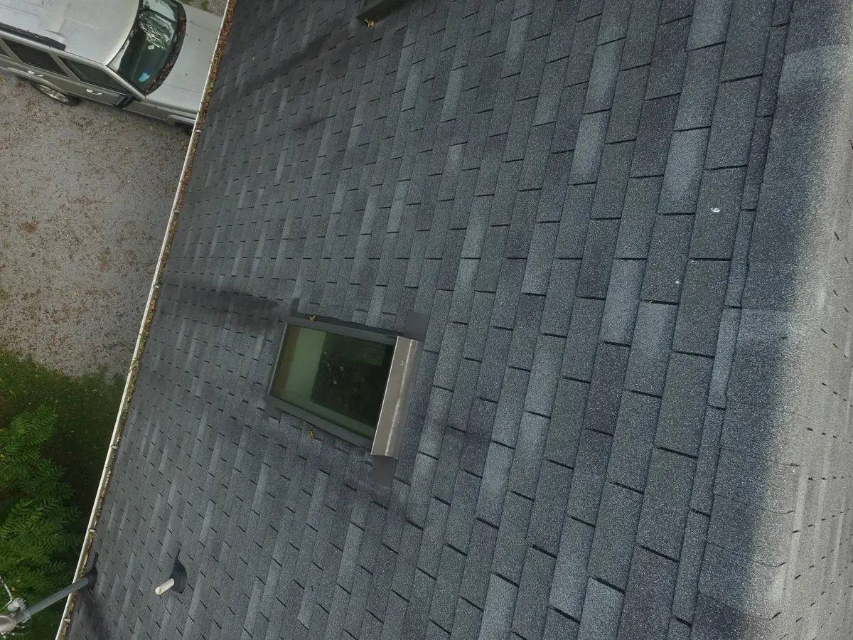 Aerial drone roof-inspection photo over Fox Camp Meadows, Tennessee by Blue Raider Roofing & Contracting
