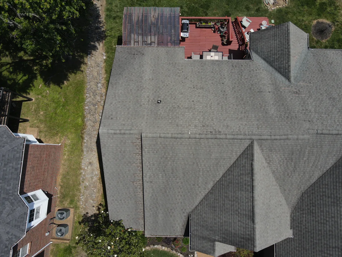 Aerial drone roof-inspection photo over Hendersonville, Tennessee by Blue Raider Roofing & Contracting