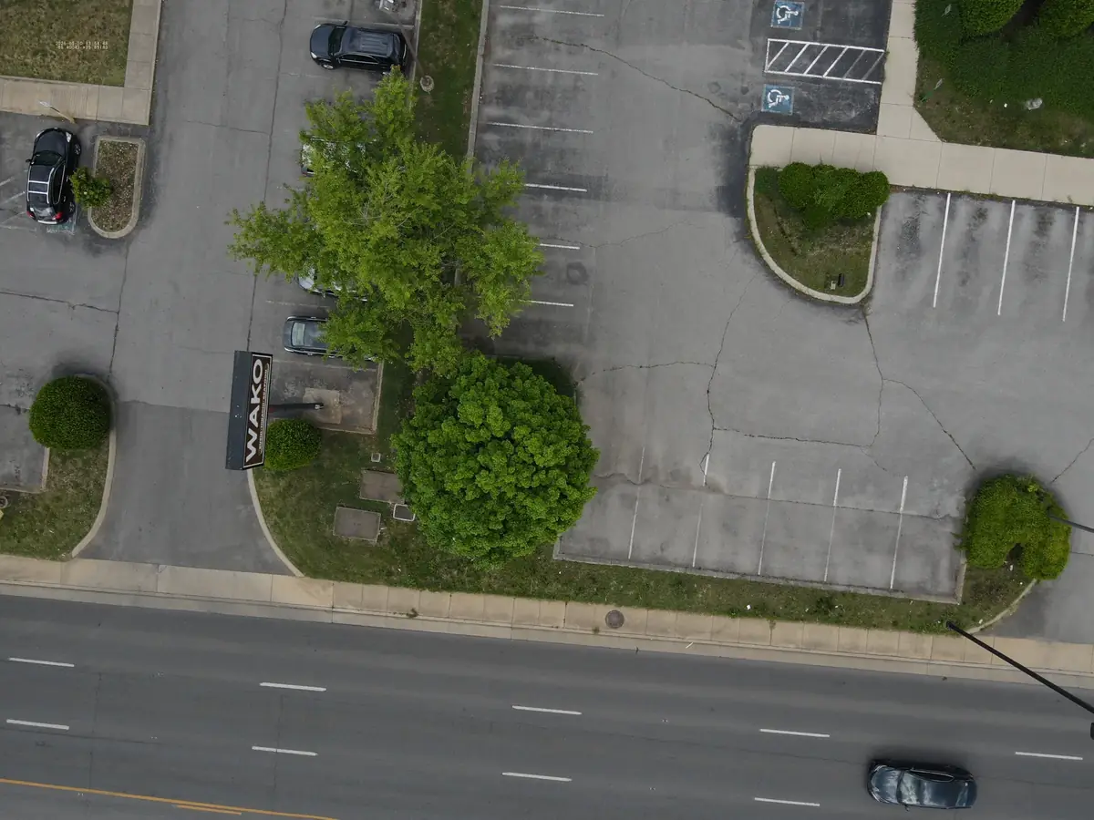 Aerial drone roof-inspection photo over Murfreesboro, Tennessee by Blue Raider Roofing & Contracting