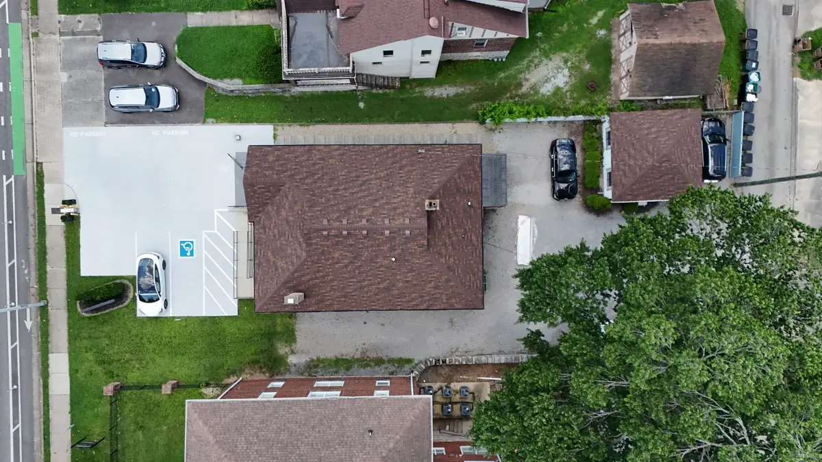 Aerial drone roof-inspection photo over Nashville, Tennessee by Blue Raider Roofing & Contracting