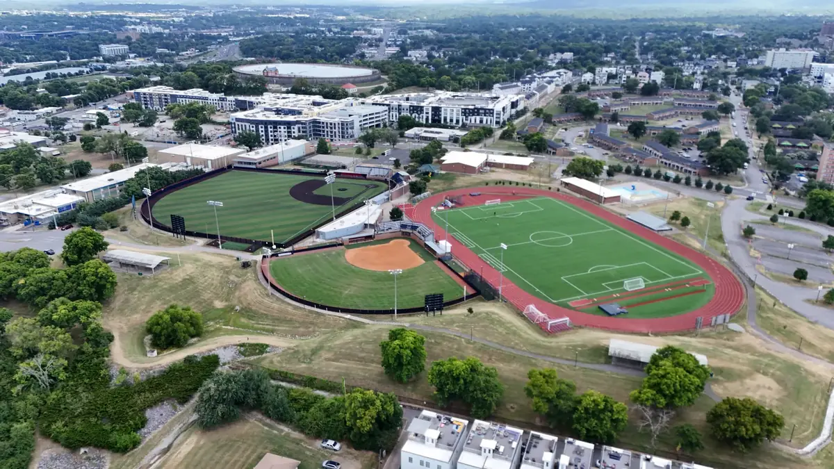 Aerial drone roof-inspection photo over Nashville, Tennessee by Blue Raider Roofing & Contracting