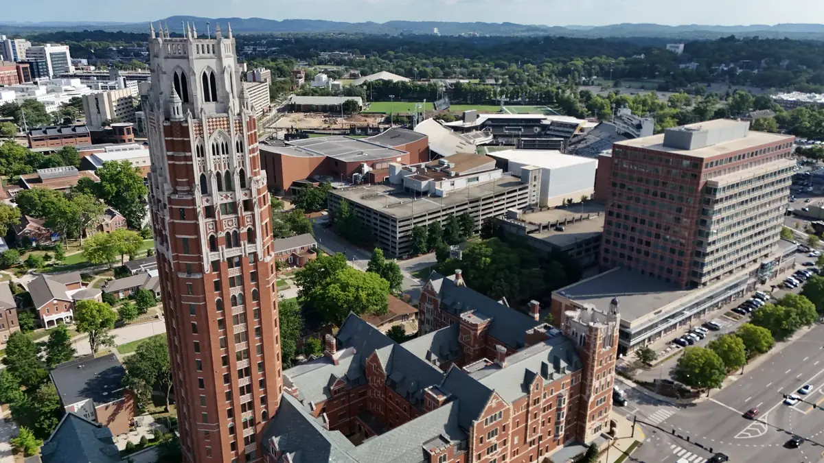 Aerial drone roof-inspection photo over Nashville, Tennessee by Blue Raider Roofing & Contracting