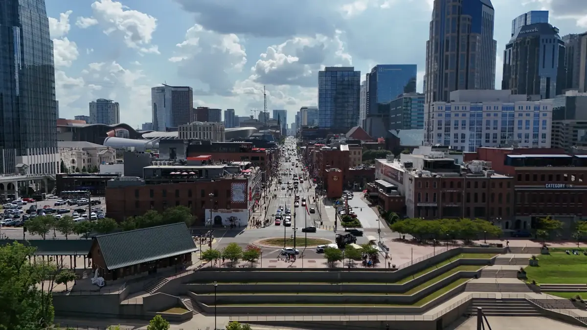 Aerial drone roof-inspection photo over Nashville, Tennessee by Blue Raider Roofing & Contracting
