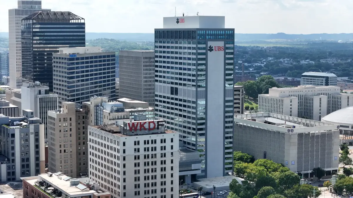 Aerial drone roof-inspection photo over Nashville, Tennessee by Blue Raider Roofing & Contracting