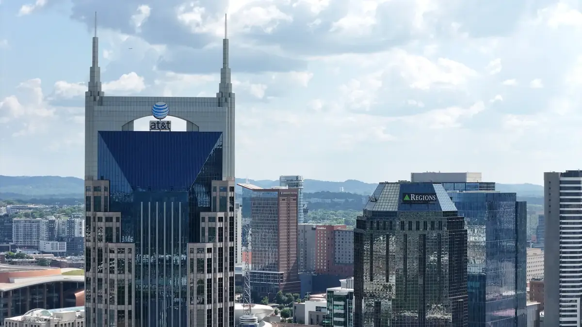 Aerial drone roof-inspection photo over Nashville, Tennessee by Blue Raider Roofing & Contracting