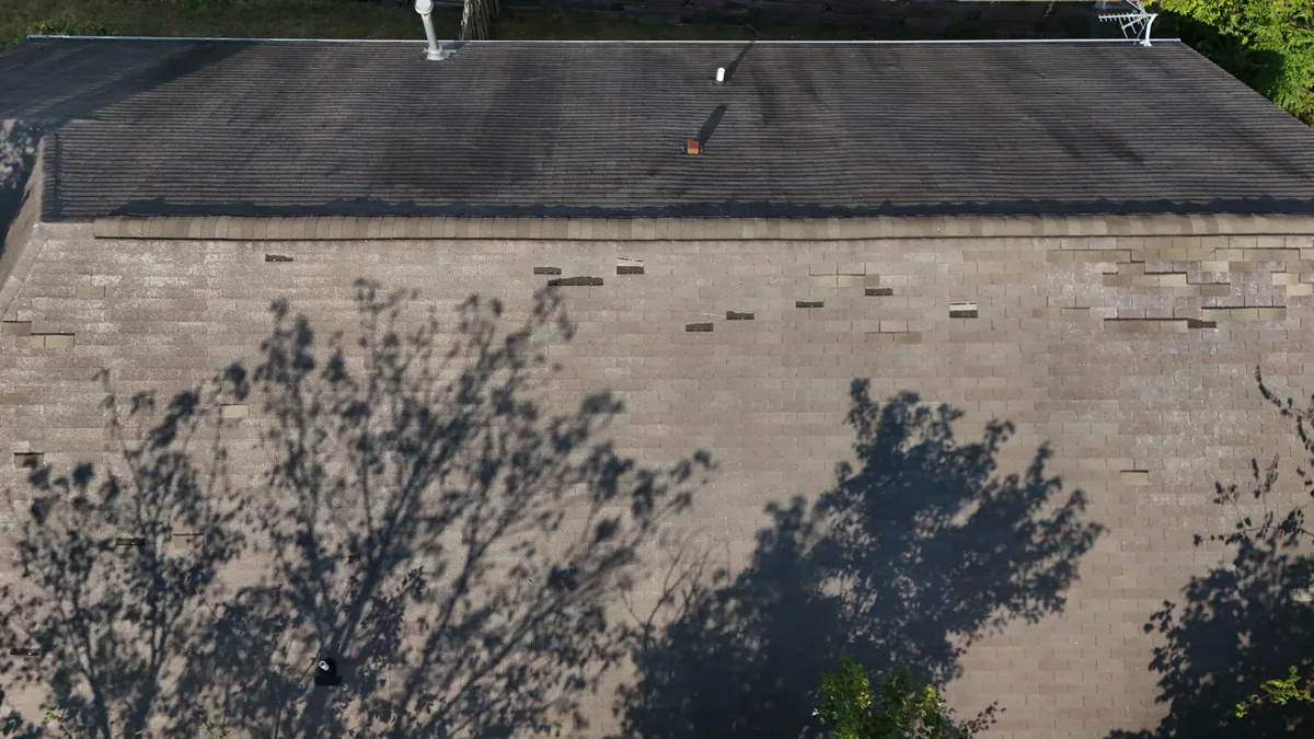 Aerial drone roof-inspection photo over Nashville, Tennessee by Blue Raider Roofing & Contracting