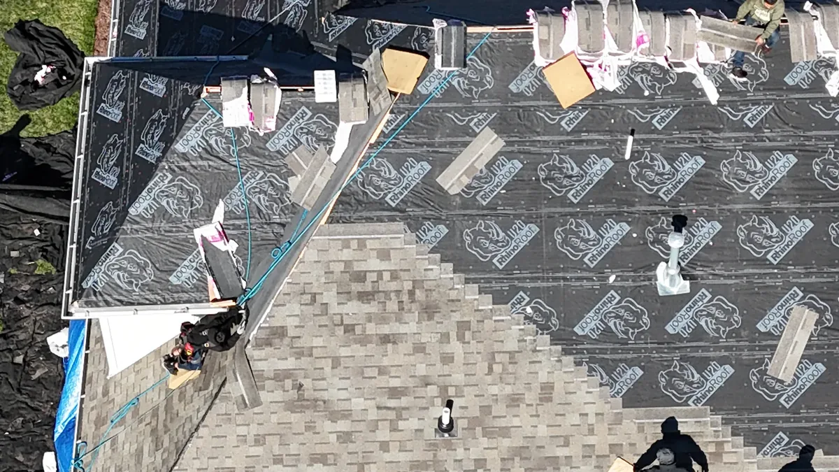 Aerial drone roof-inspection photo over Rutherford County, Tennessee by Blue Raider Roofing & Contracting