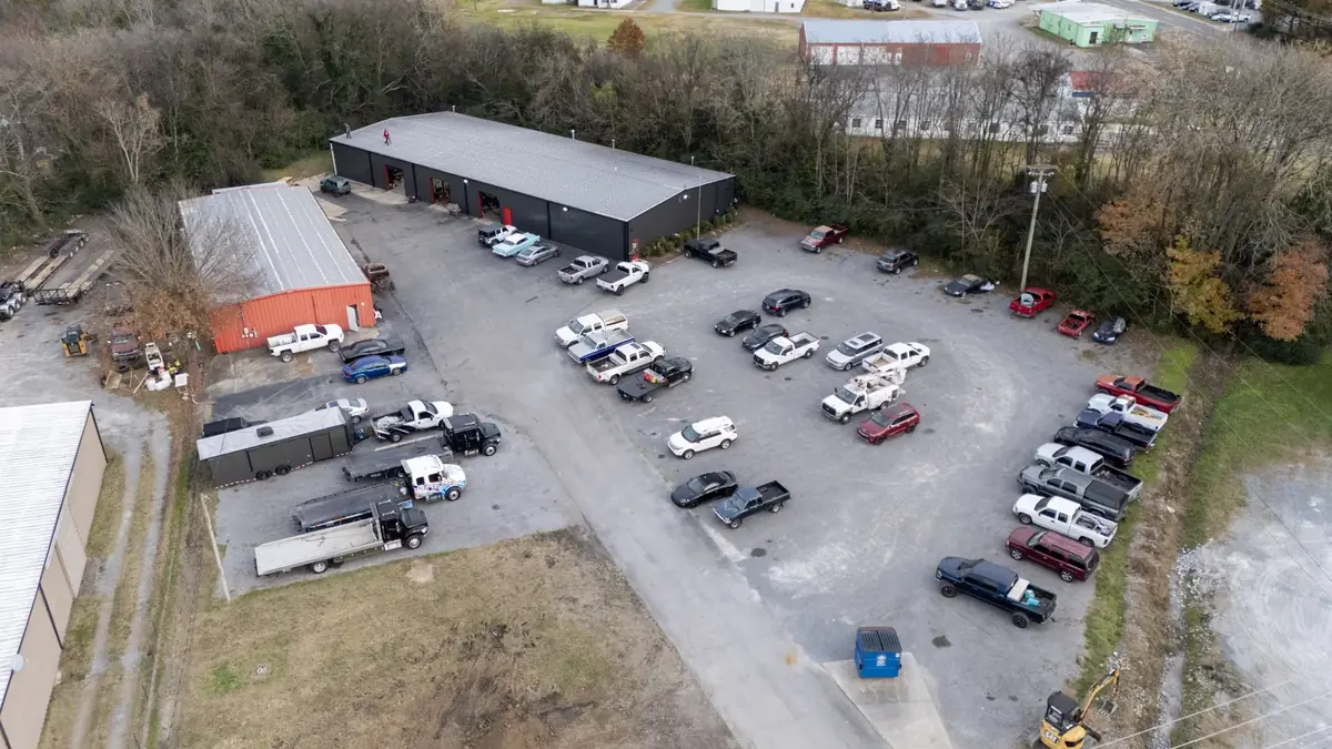 Aerial drone roof-inspection photo over Shelbyville, Tennessee by Blue Raider Roofing & Contracting