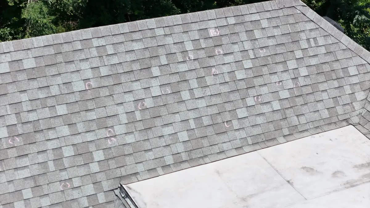 Aerial drone roof-inspection photo over Smyrna, Tennessee by Blue Raider Roofing & Contracting