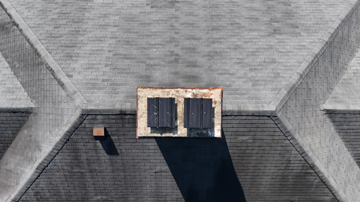 Aerial drone roof-inspection photo over Summitville, Tennessee by Blue Raider Roofing & Contracting