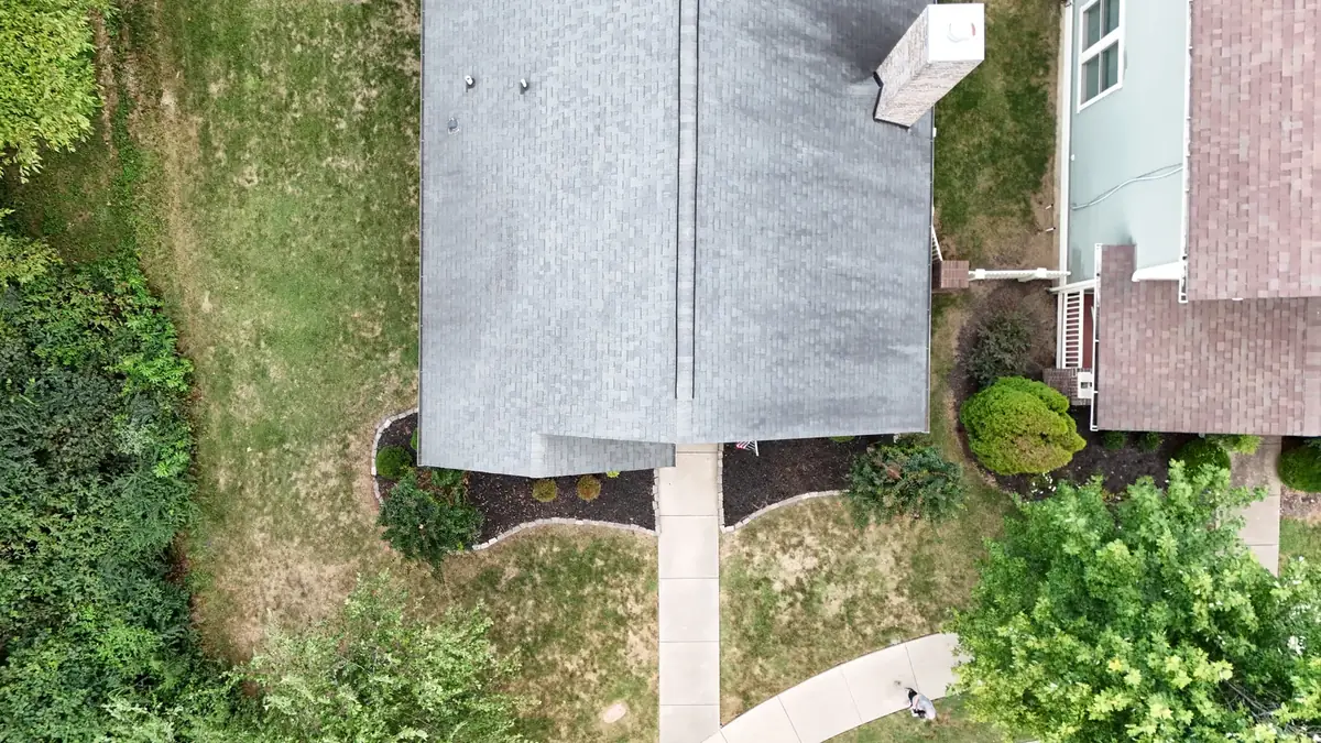 Aerial drone roof-inspection photo over Thompson's Station, Tennessee by Blue Raider Roofing & Contracting