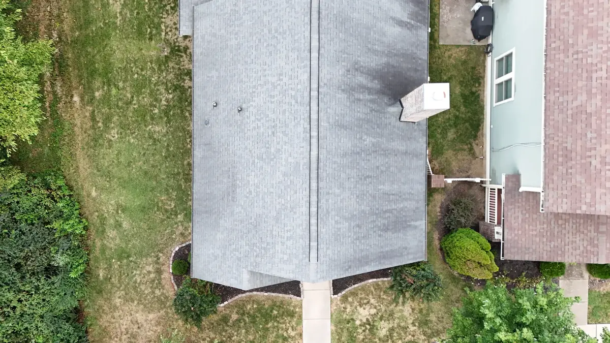 Aerial drone roof-inspection photo over Thompson's Station, Tennessee by Blue Raider Roofing & Contracting