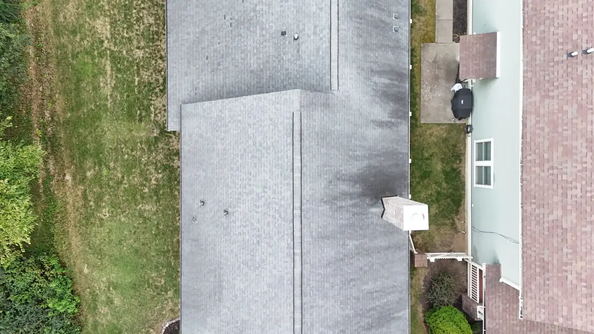Aerial drone roof-inspection photo over Thompson's Station, Tennessee by Blue Raider Roofing & Contracting