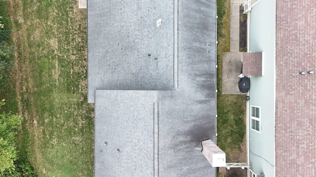 Aerial drone roof-inspection photo over Thompson's Station, Tennessee by Blue Raider Roofing & Contracting