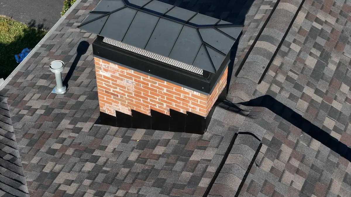 Aerial drone roof-inspection photo over Tullahoma, Tennessee by Blue Raider Roofing & Contracting