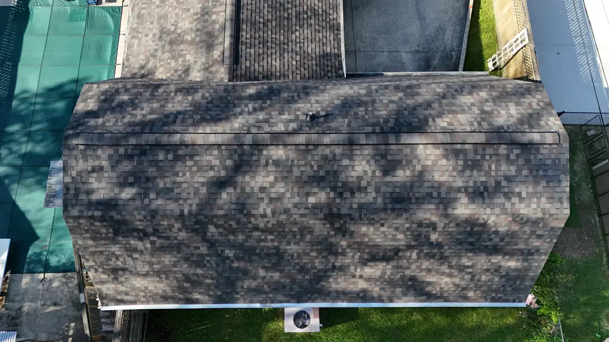 Aerial drone roof-inspection photo over Tullahoma, Tennessee by Blue Raider Roofing & Contracting