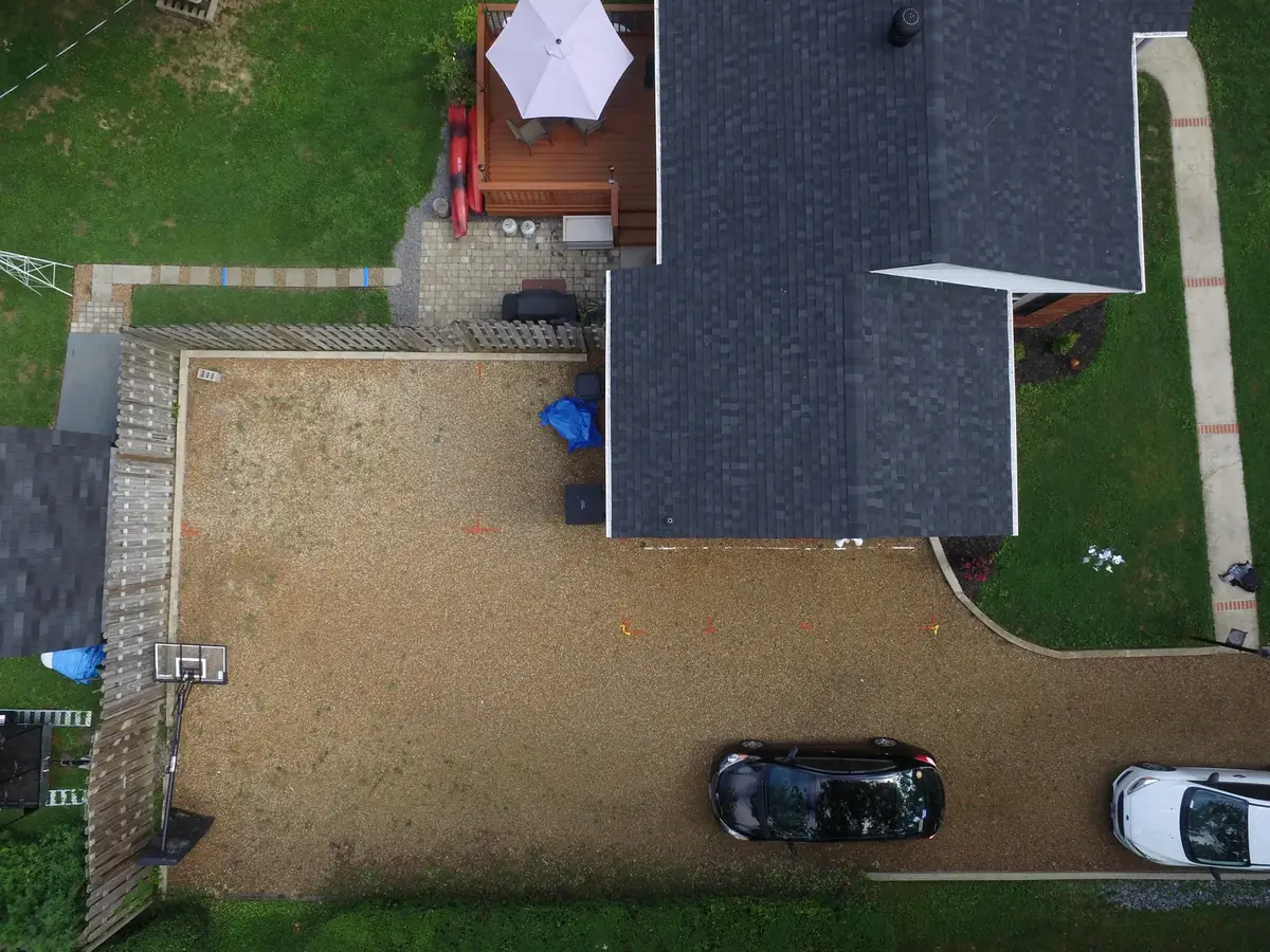 Aerial drone roof-inspection photo over Tullahoma, Tennessee by Blue Raider Roofing & Contracting