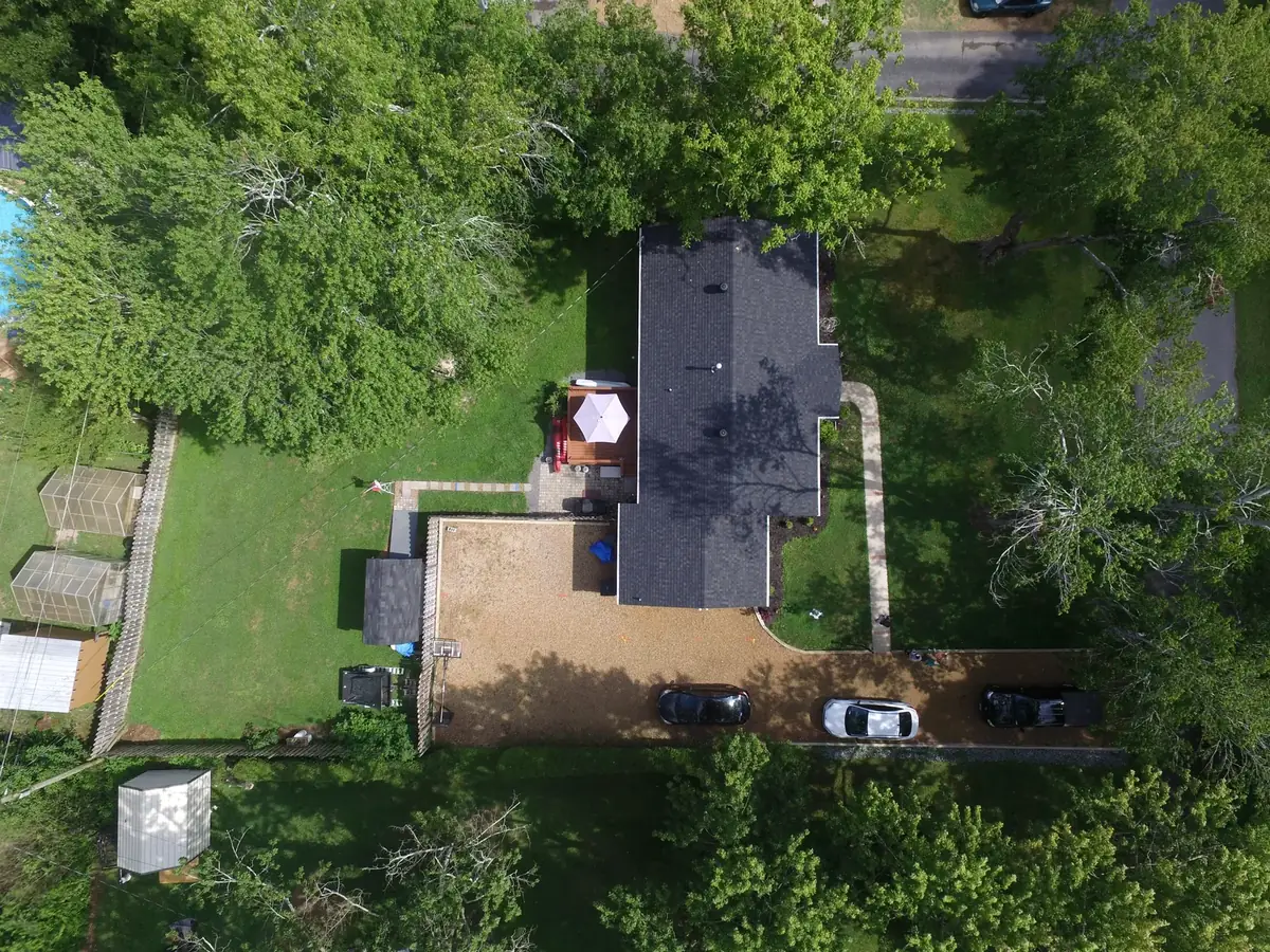 Aerial drone roof-inspection photo over Tullahoma, Tennessee by Blue Raider Roofing & Contracting