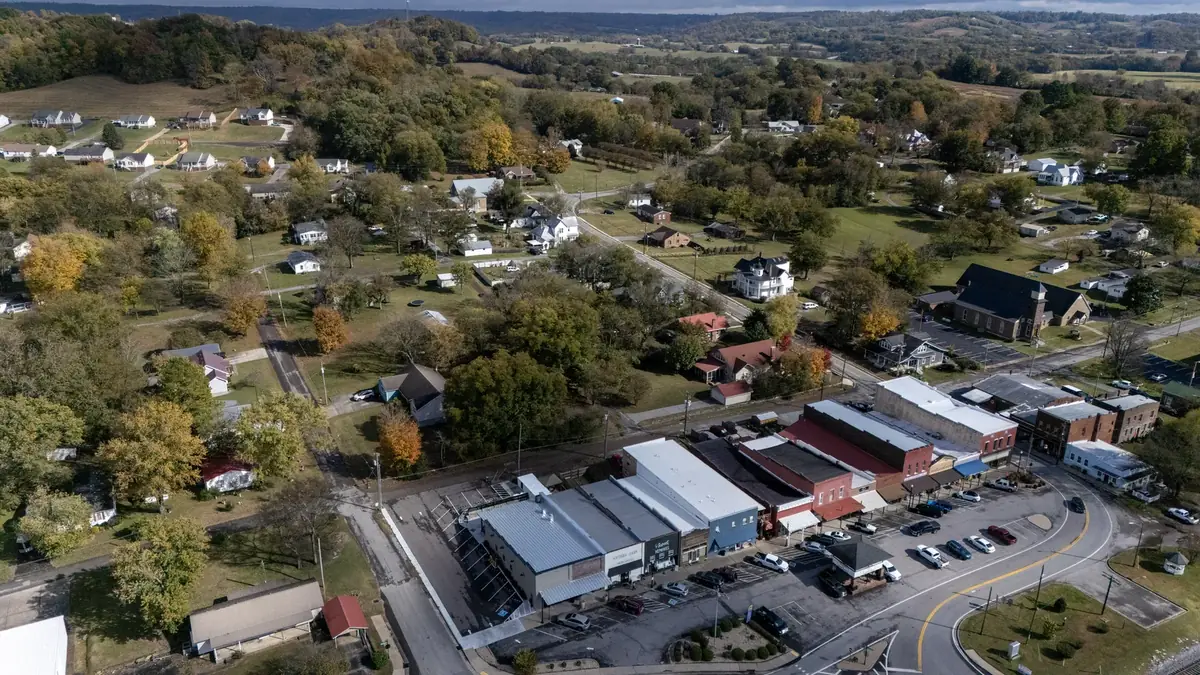 Aerial drone roof-inspection photo over Wartrace, Tennessee by Blue Raider Roofing & Contracting