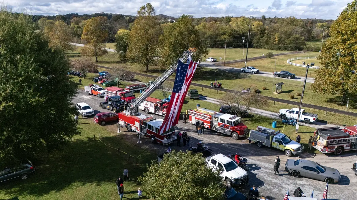 Aerial drone roof-inspection photo over Wartrace, Tennessee by Blue Raider Roofing & Contracting