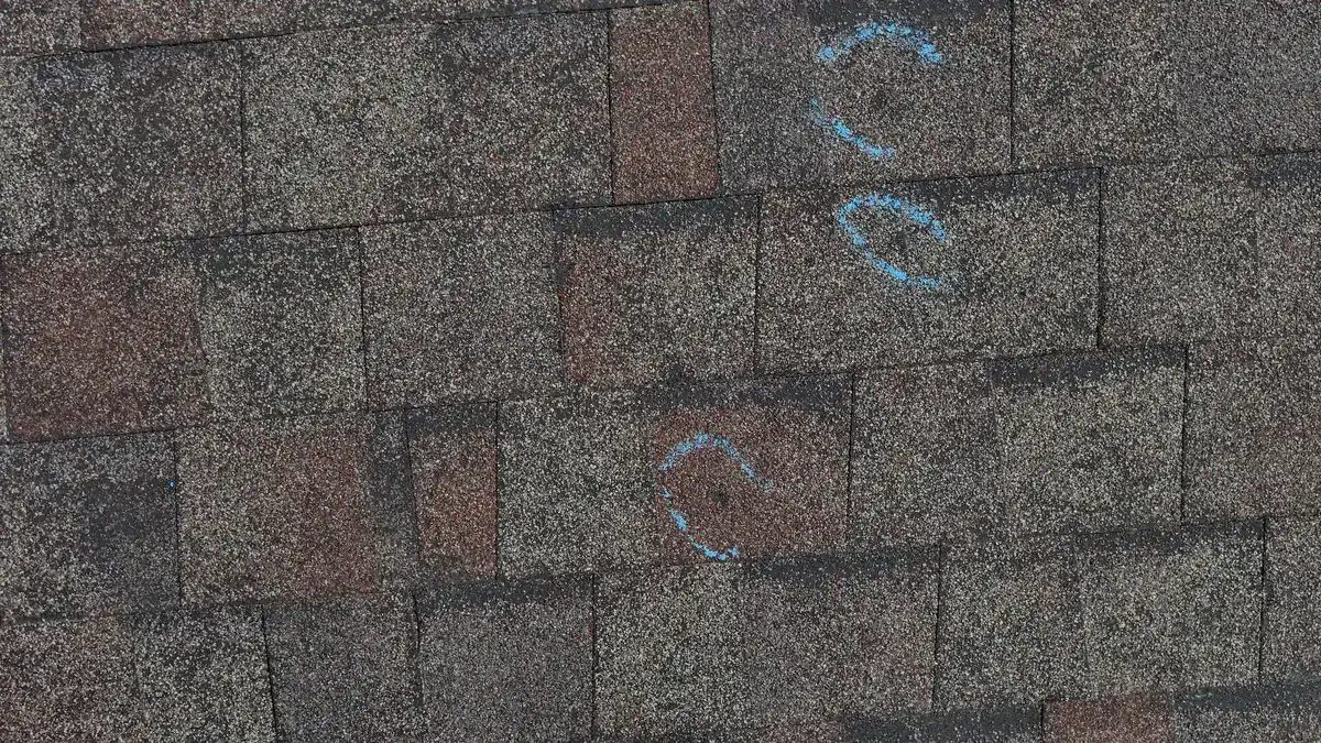 Aerial drone photo of a roof in Murfreesboro, Tennessee by Blue Raider Roofing & Contracting