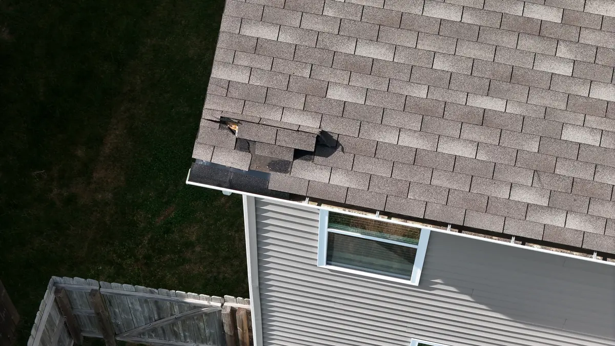Aerial drone photo of a roof in Spring Hill, Tennessee by Blue Raider Roofing & Contracting