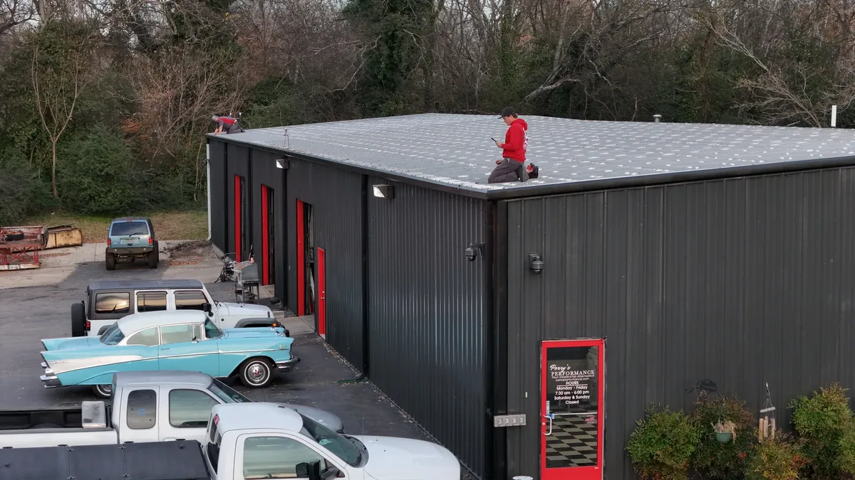 Drone photo of a commercial metal building in Shelbyville, TN