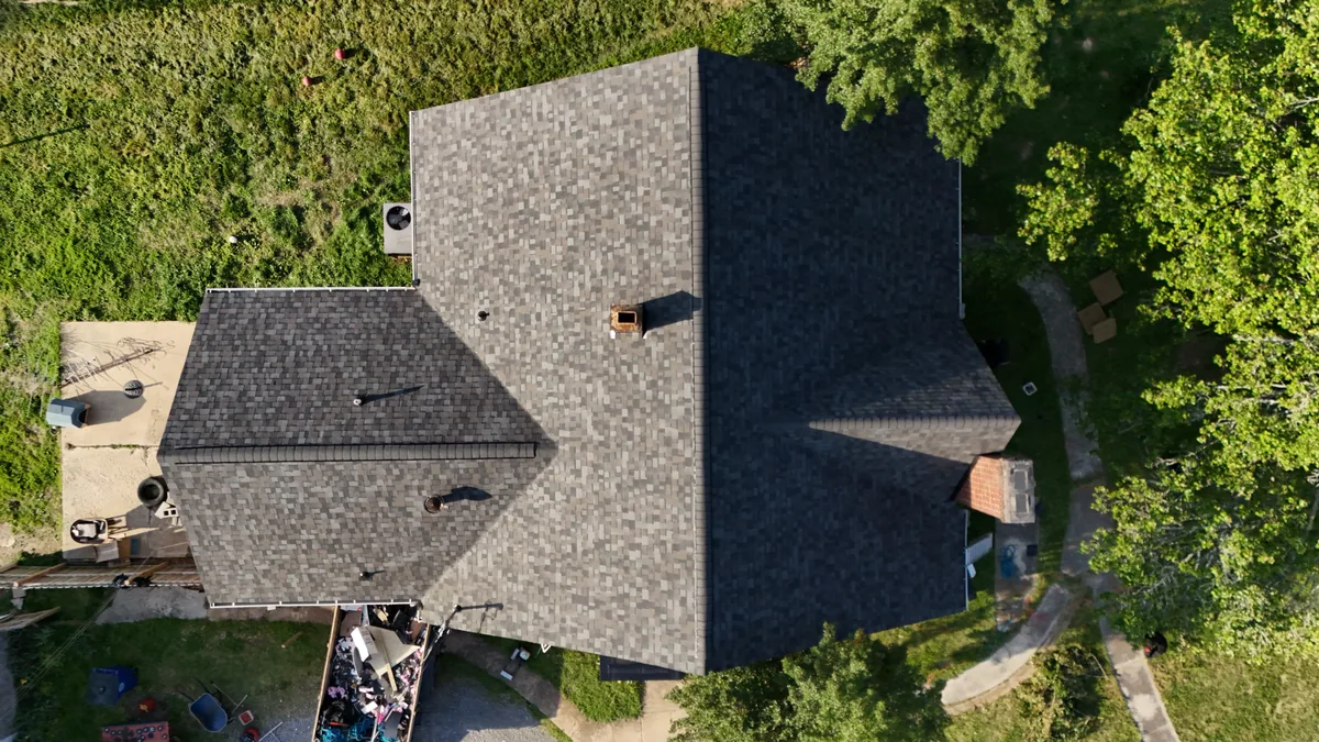 Completed roof replacement on the same Shelbyville, TN home, evening of April 14, 2025