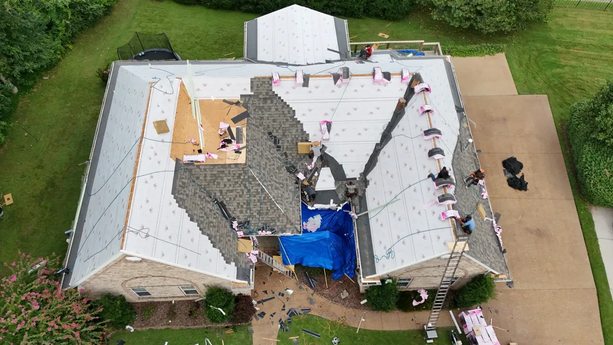 New underlayment going down during a roof replacement in Smyrna, TN
