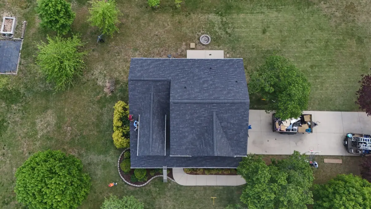 Newly completed architectural shingle roof in Spring Hill, TN after replacement by Blue Raider Roofing.